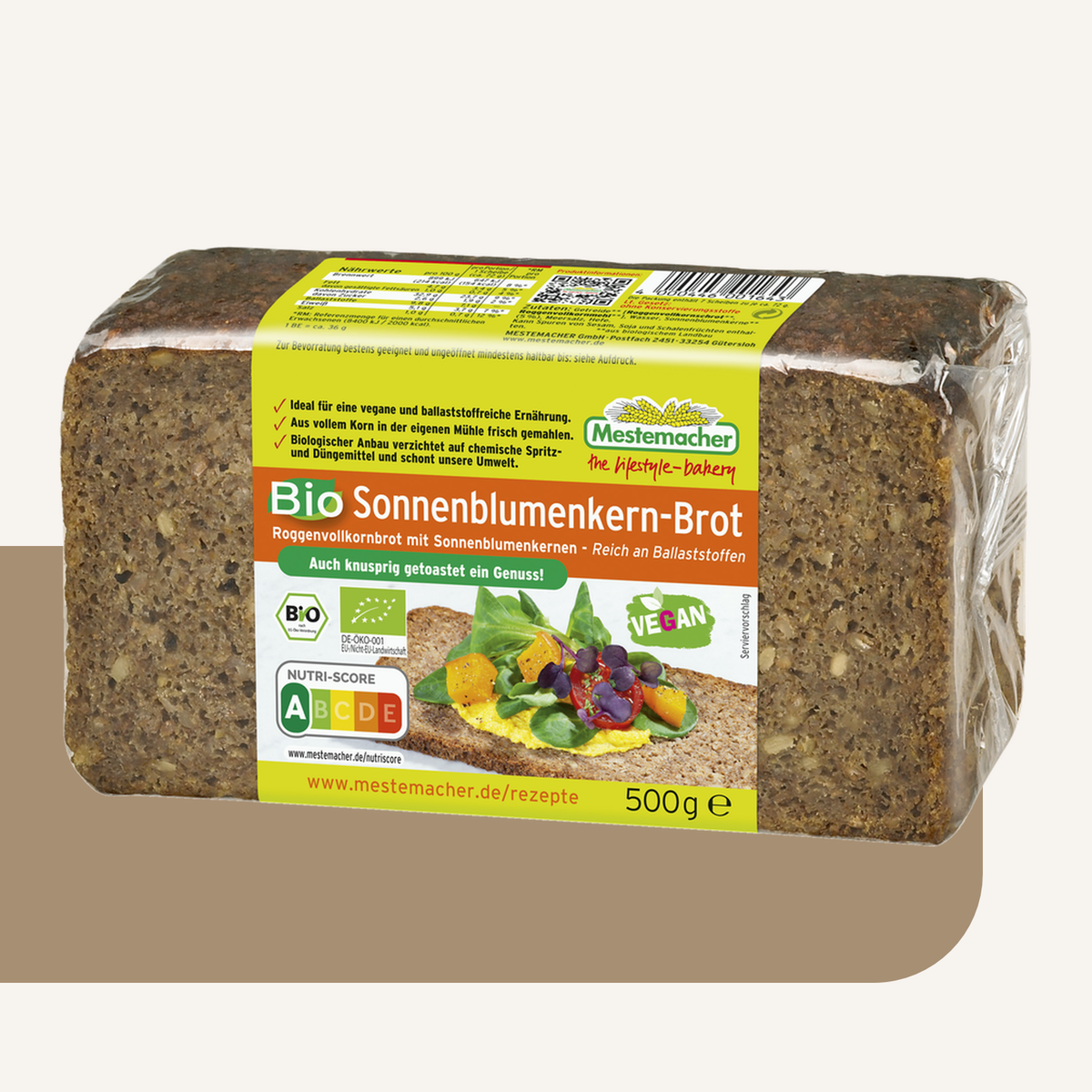 Mestemacher Organic Sunflower Seed Rye Bread  500G pack