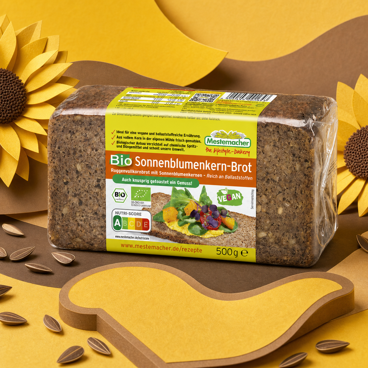Mestemacher Bio Sonnenblumenkernbrot 500g paper art scene