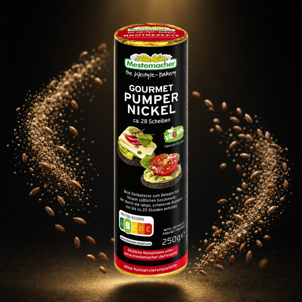 Mestemacher Gourmet Pumpernickel German Rye Bread | 250G with floating ingredients
