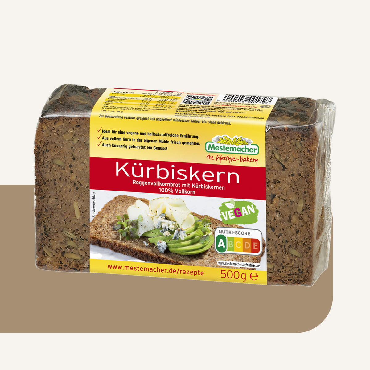 Mestemacher Kuerbiskern German Pumpkin Seed Rye Bread  500G pack