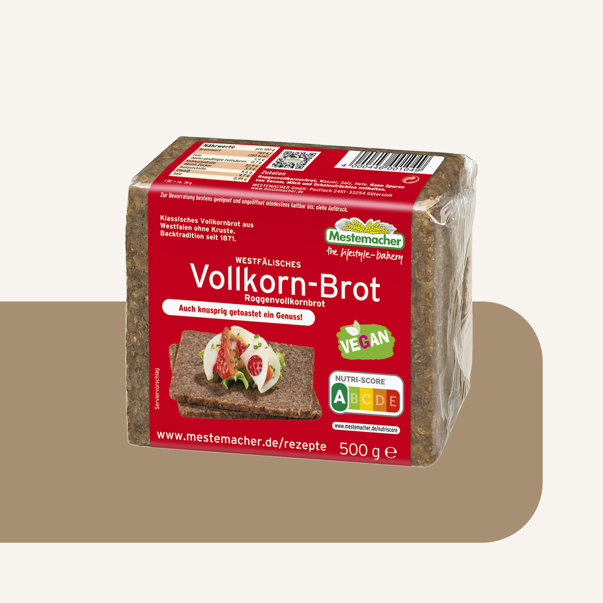 Mestemacher Westfaelisches Vollkornbrot German wholegrain rye bread, 500g pack