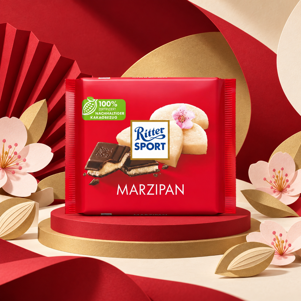 Ritter Sport Marzipan Chocolate Bar | 100g paper art scene