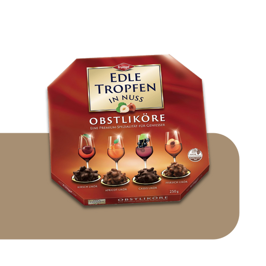 Trumpf Edle Tropfen in Nuss Obstliköre Liqueur Pralines in 4 Flavours | 250g