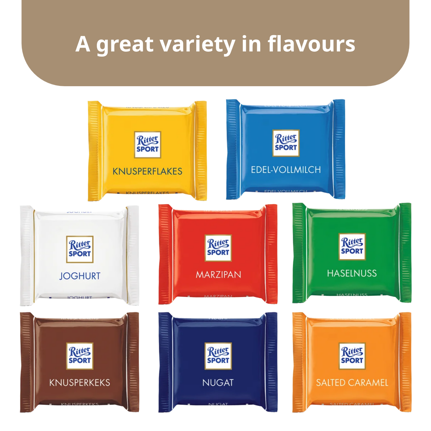 Ritter Sport Mini Assorted Chocolate Bars in 8 Flavours | 1.4kg