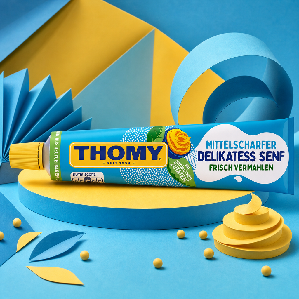 Thomy Delikatess Senf Mustard Medium Hot 200ml paper art scene