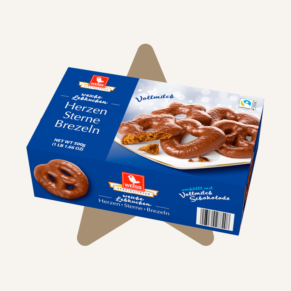 Weiss Herzen Sterne Brezeln Milk Chocolate Gingerbread Hearts Stars Pretzels | 500G