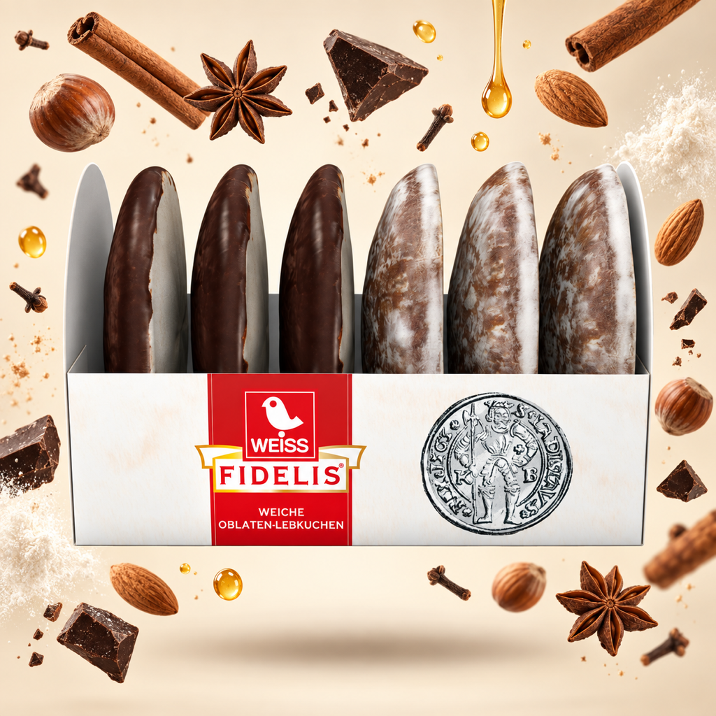 Weiss Fidelis Oblaten-Lebkuchen Soft Wafer Gingerbread Assorted | 200G with floating ingredients