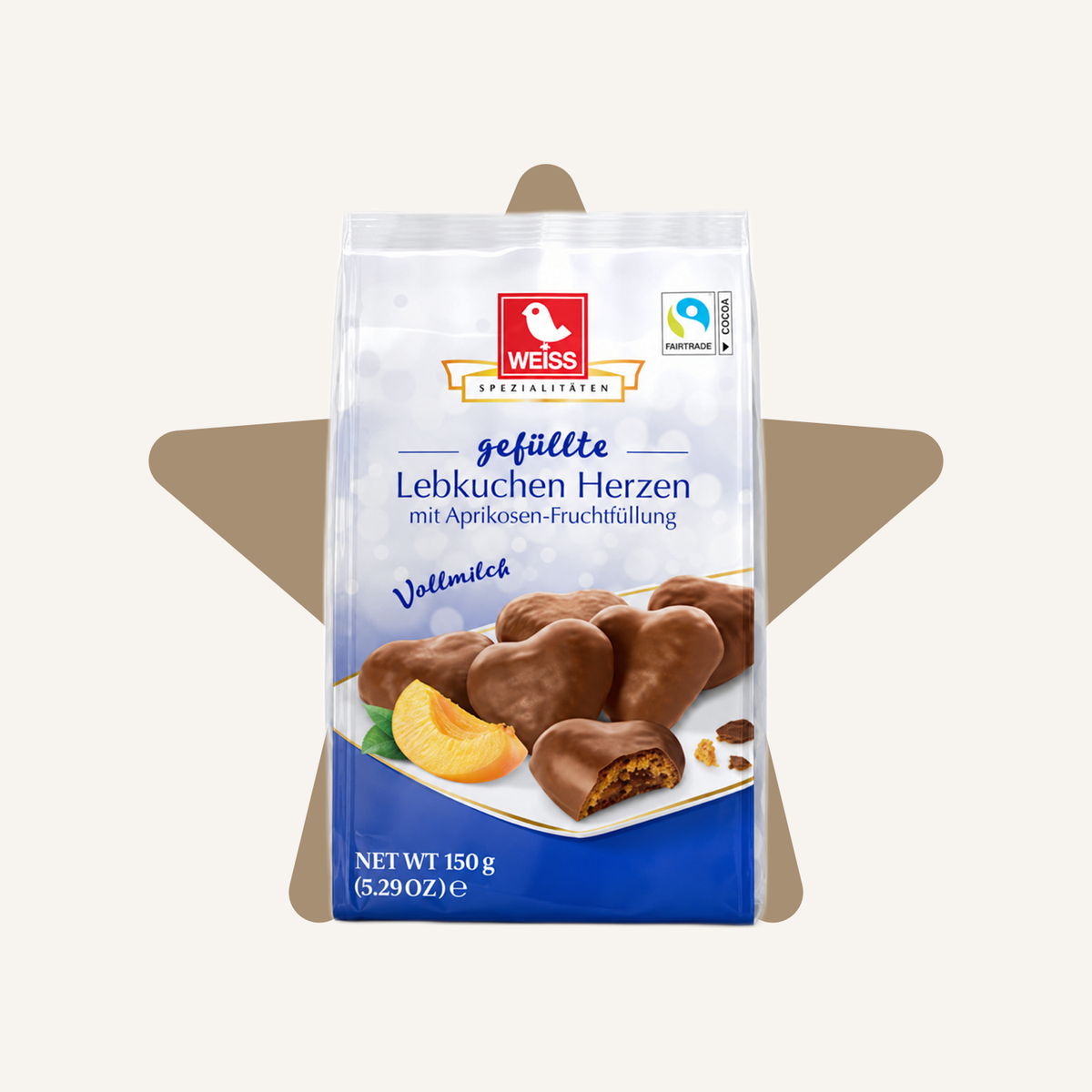 Weiss Lebkuchen Herzen Milk Chocolate Apricot Filled Gingerbread Hearts | 150G