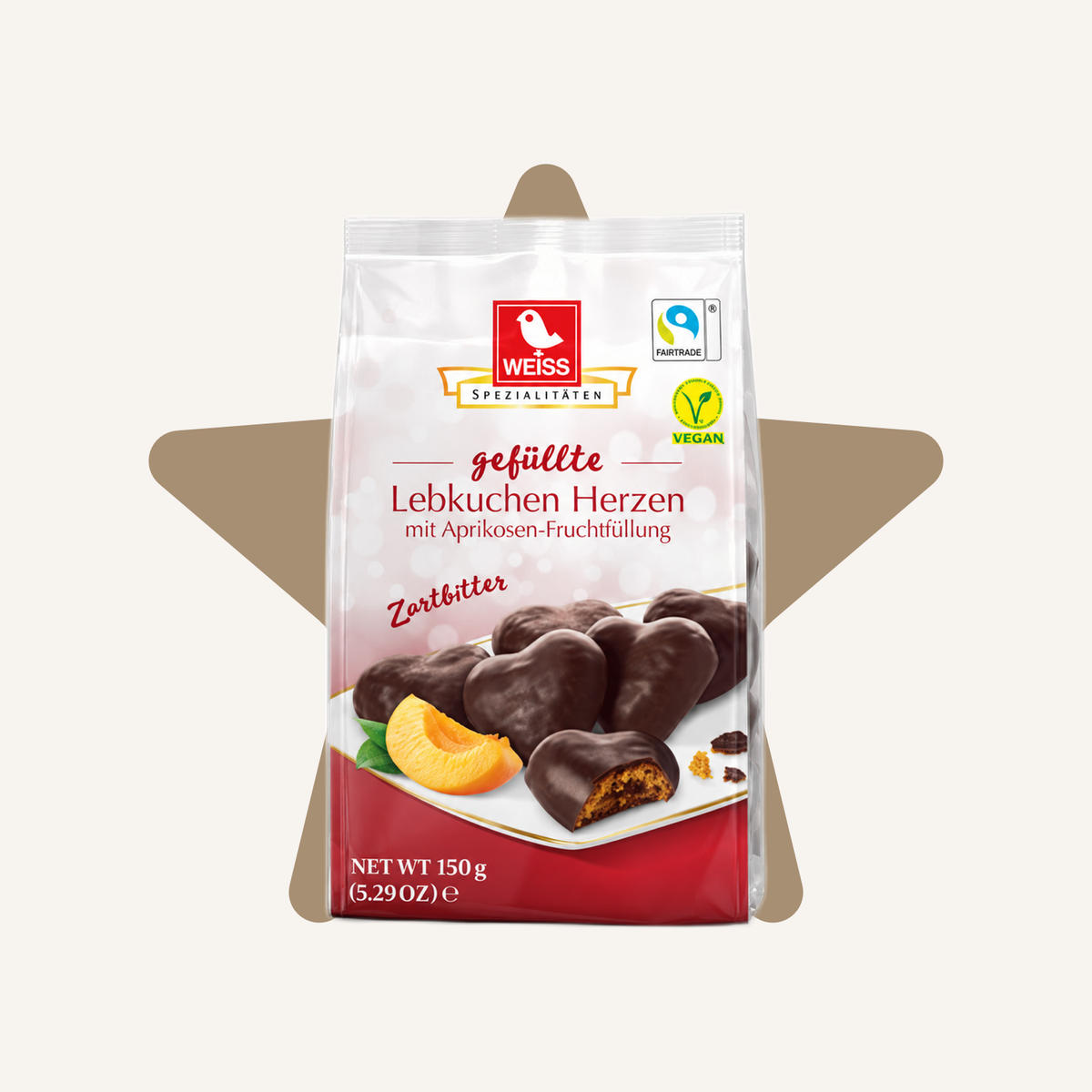 Weiss Lebkuchen Herzen Dark Chocolate Apricot Filled Gingerbread Hearts | 150G