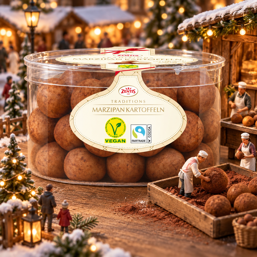 Zentis Marzipan Kartoffeln Cocoa Dusted Marzipan Potatoes Tub | 500G miniature scene